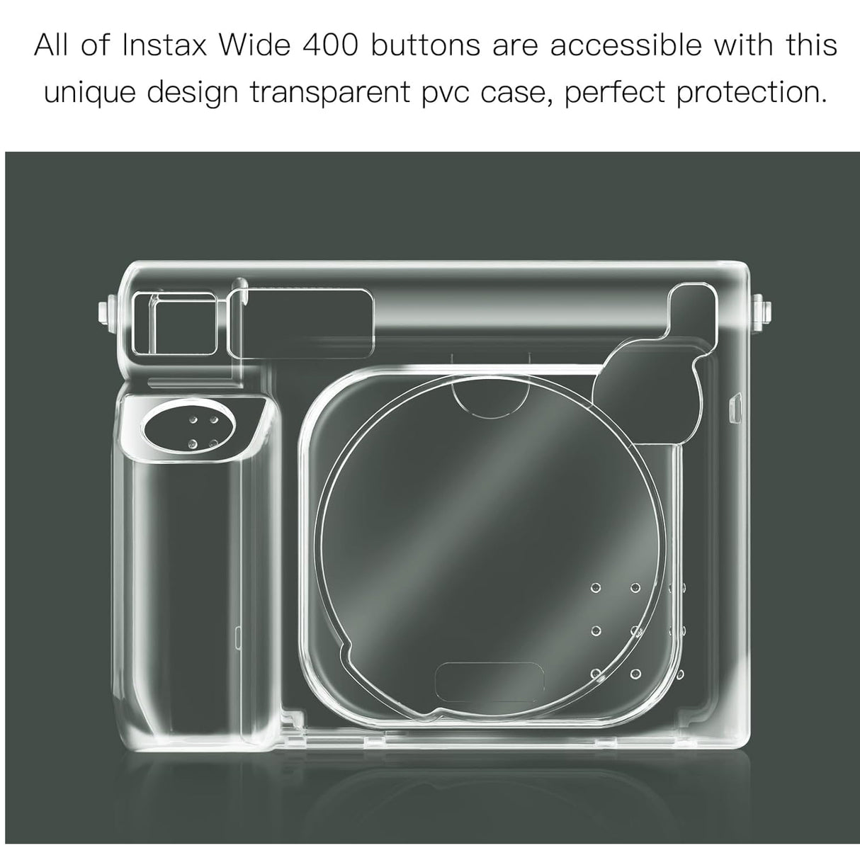 ZIKKON Protective Clear Case for Fujifilm Instax Wide 400 Instant Camera, Clear Cover for Fuji Instax Wide 400 Camera Case, for Instax Wide 400 Case with Shoulder Strap