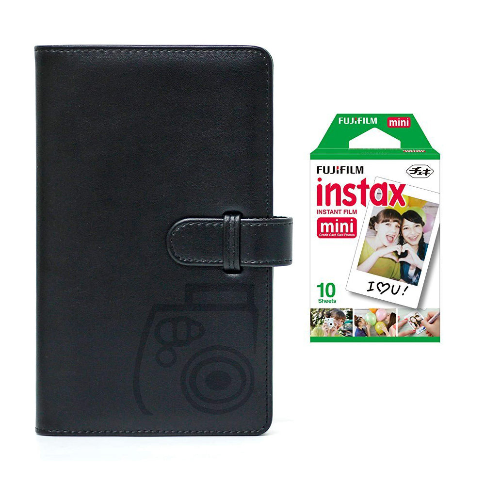 Fujifilm Instax Mini Single Pack 10 Sheets Instant Film with 96-sheet Album for mini film Charcoal gray