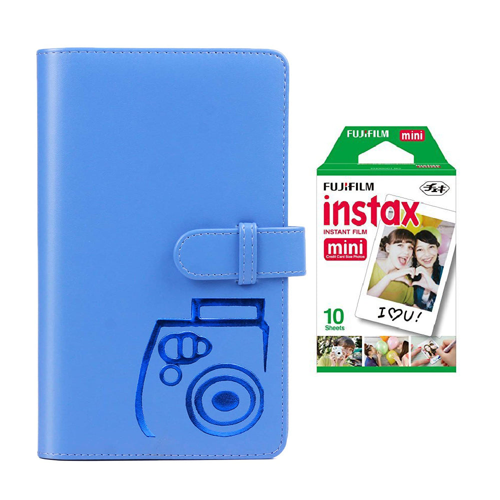 Fujifilm Instax Mini Single Pack 10 Sheets Instant Film with 96-sheet Album for mini film Cobalt blue
