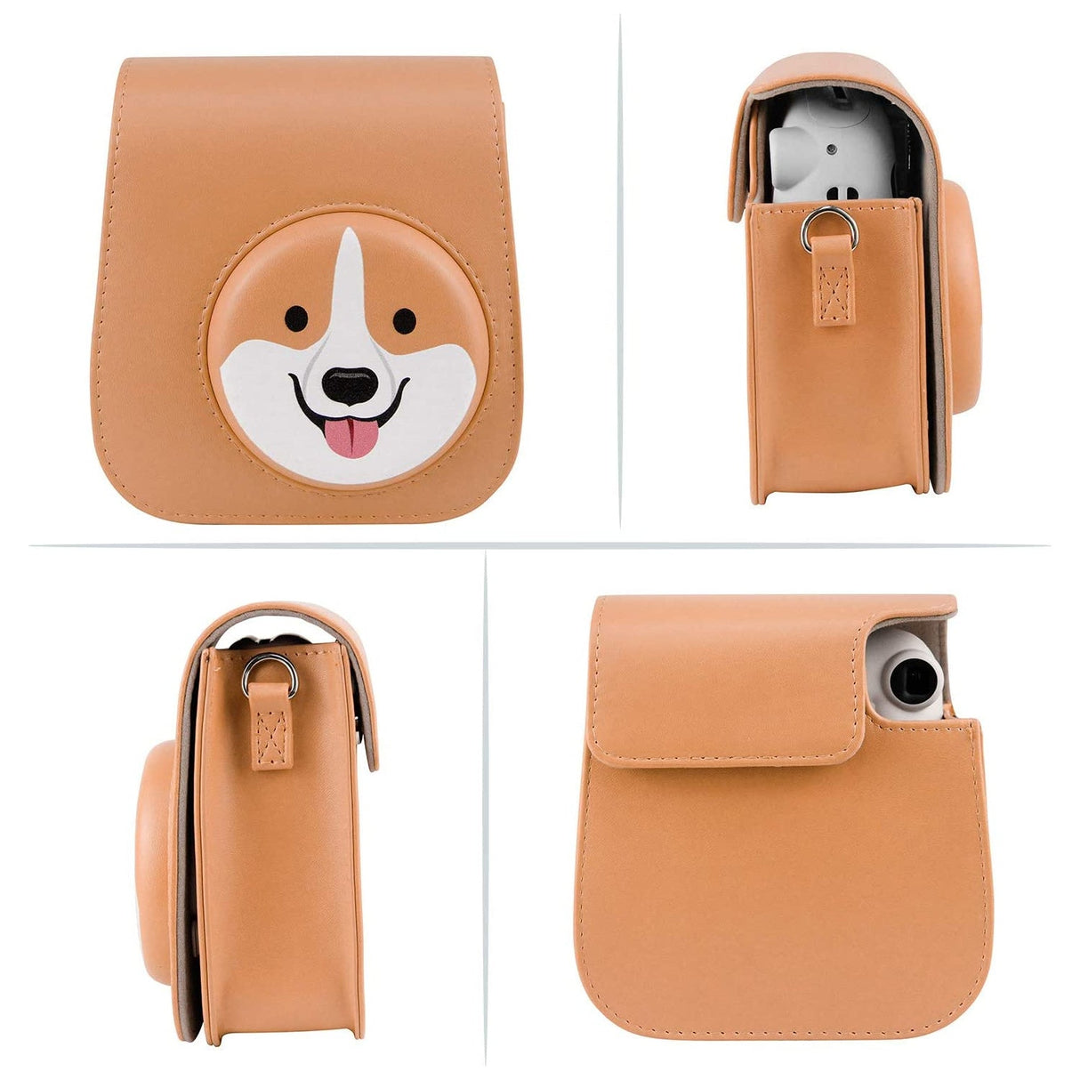 Zenko Instax mini 11 Camera PU Leather Case Bag Brown corgi