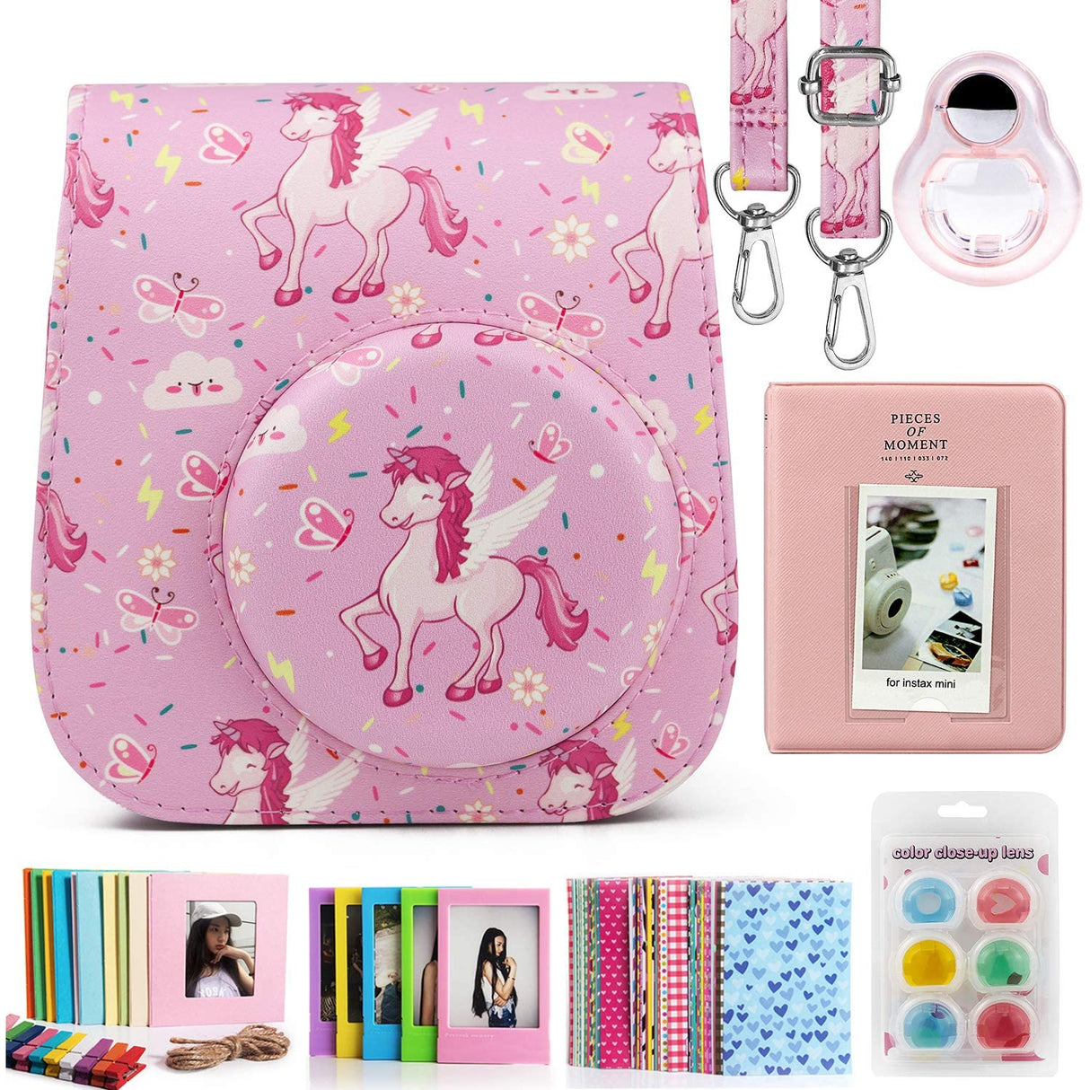 Zikkon Compatible Mini 11 Camera Case Bundle with Album, Filters and Other Accessories for Fujifilm Instax Mini 11 (7 Items) Pink Pegasus