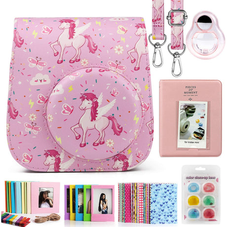 Zikkon Compatible Mini 11 Camera Case Bundle with Album, Filters and Other Accessories for Fujifilm Instax Mini 11 (7 Items) Pink Pegasus
