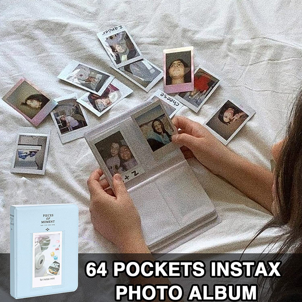 Zikkon Compatible 64 sheet Album for Fujifilm Instax Mini Film (3 inch) (Pastel Blue)