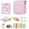 Zikkon Instax Mini 12 Protective Camera Case PU Leather Carrying Bag with Photo Album and Accessories Kits Pink