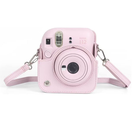 Zikkon Instax Mini 12 Protective Camera Case PU Leather Carrying Bag (Blossom Pink)