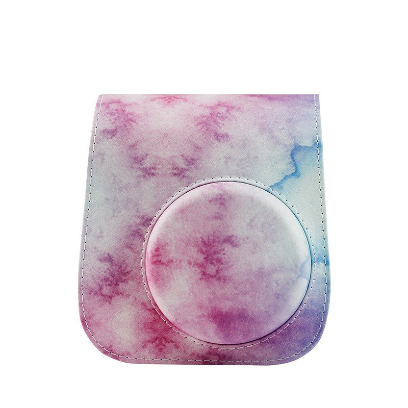 Zenko Instax mini 11 Camera PU Leather Case Bag Blue-Pink Watercolor
