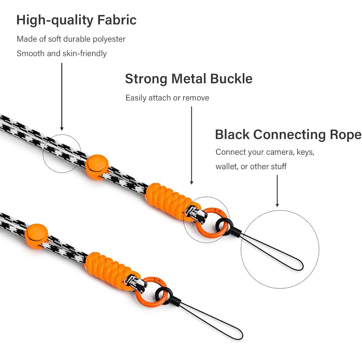 Zikkon All-Purpose Camera Strap round rope (Black and white Mix)