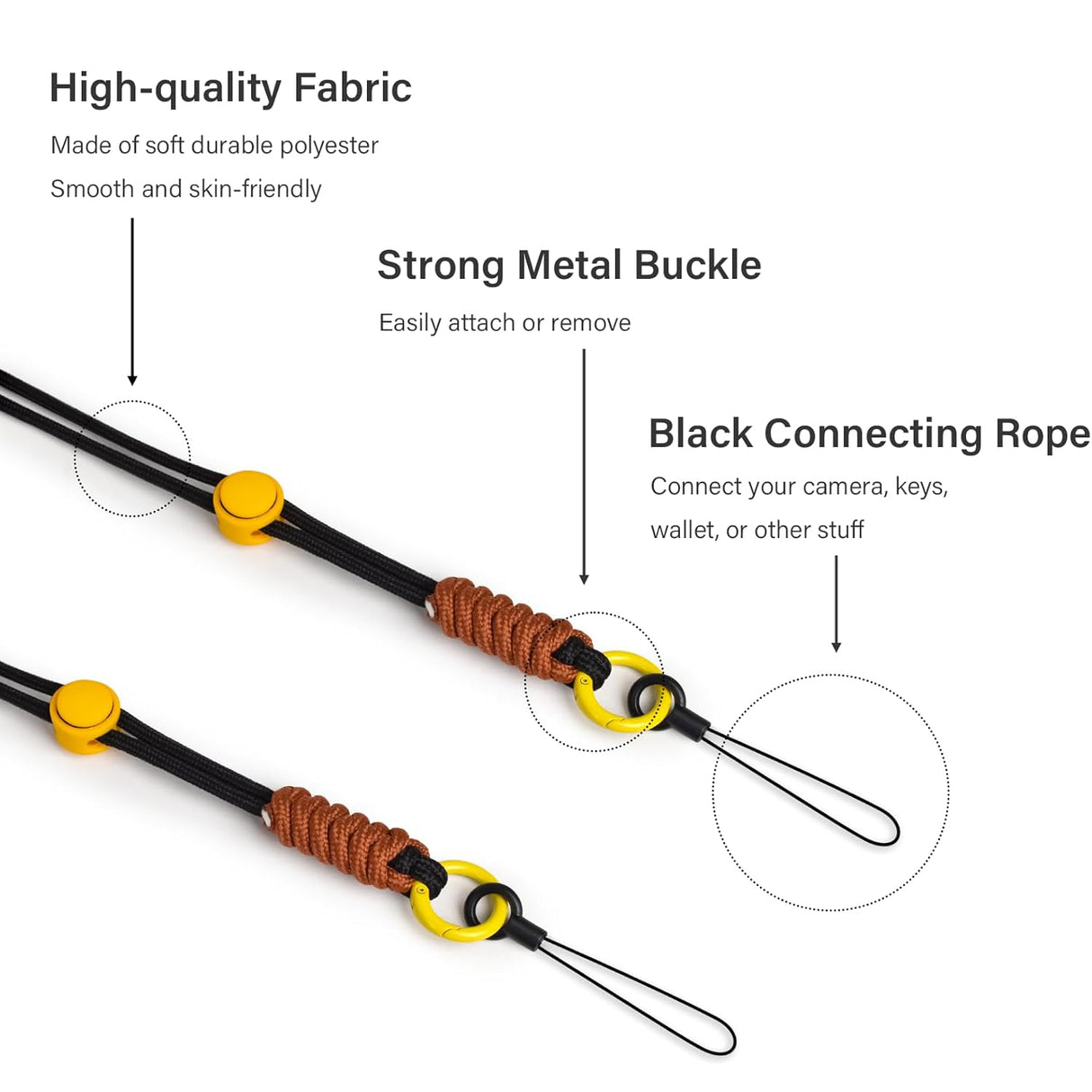 Zikkon All-Purpose Camera Strap round rope (Black)