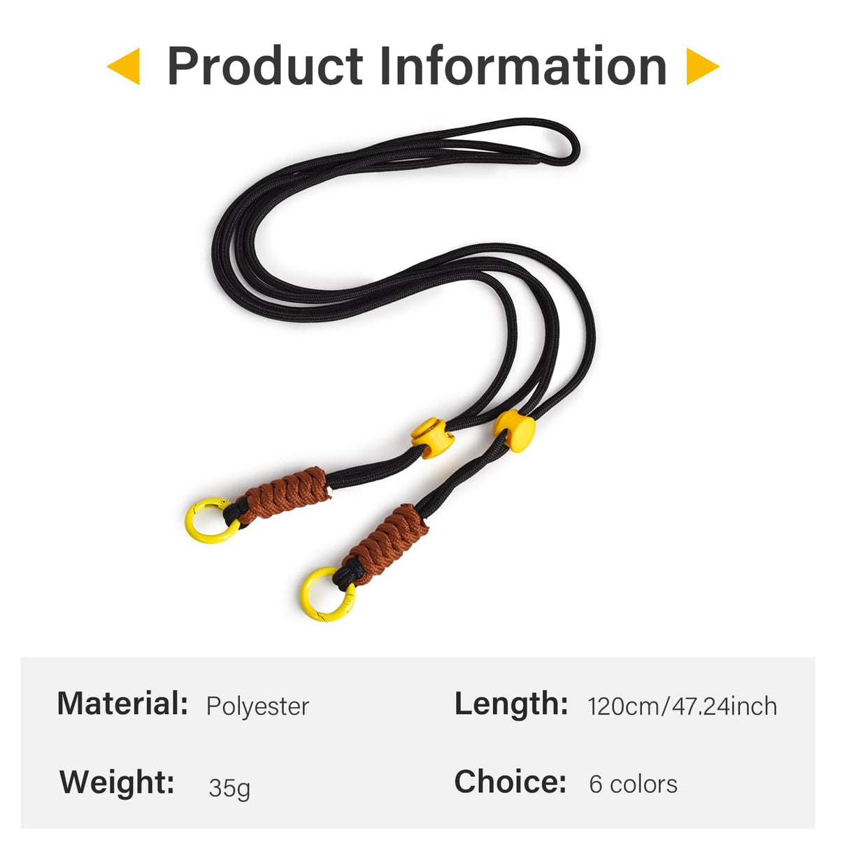 Zikkon All-Purpose Camera Strap round rope (Black)