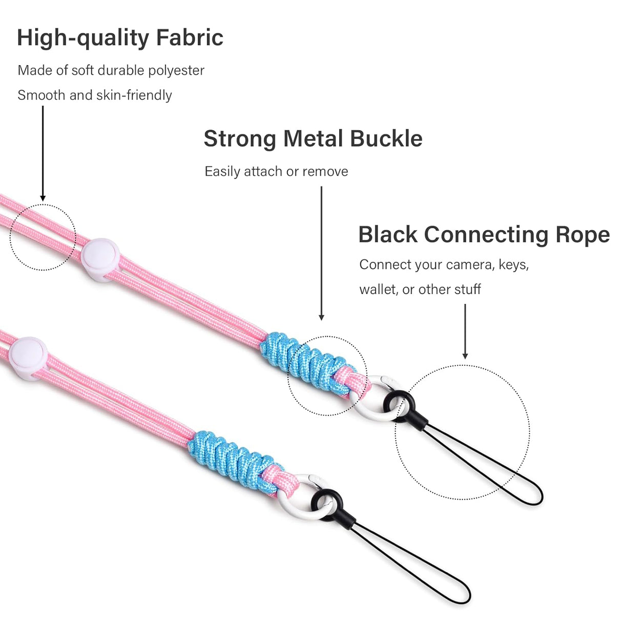 Zikkon All-Purpose Camera Strap round rope (Pink)