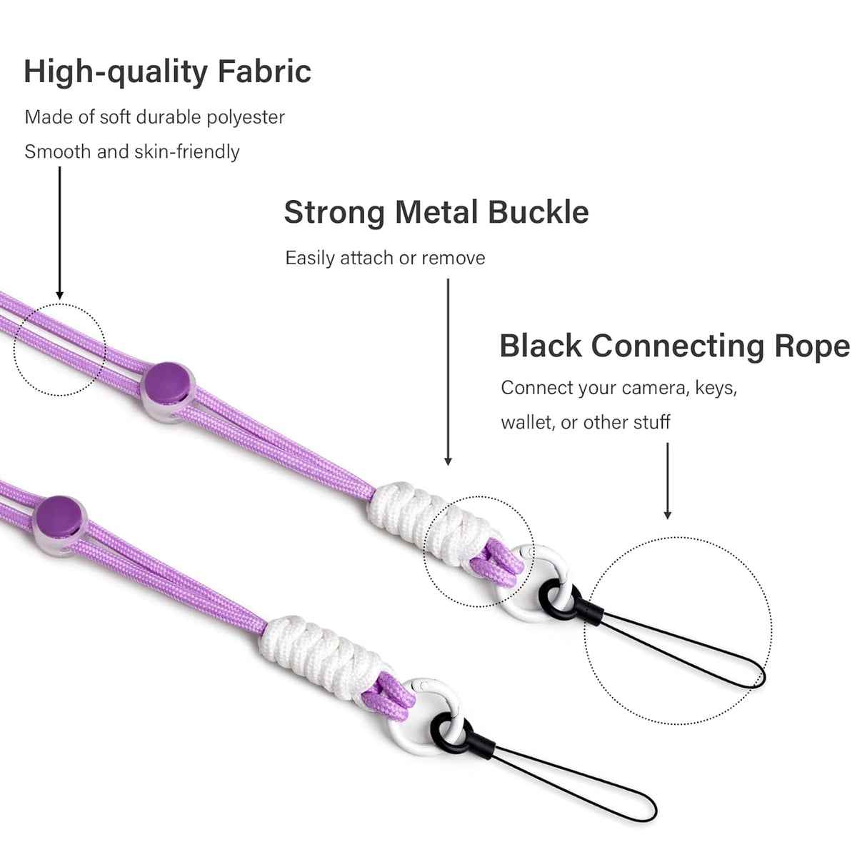 Zikkon All-Purpose Camera Strap round rope (Purple)