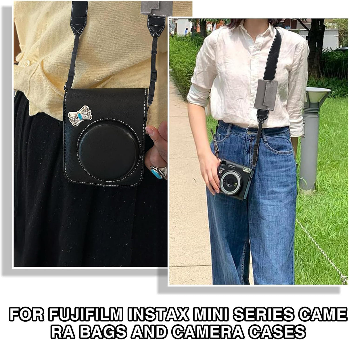 Zikkon Camera Shoulder Strap for fujifilm Instax Mini Evo 99 Film Instant Digital Camera Case (Black)