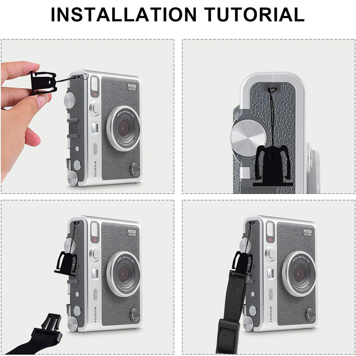 Zikkon Camera Shoulder Strap for fujifilm Instax Mini Evo 99 Film Instant Digital Camera Case (Black)