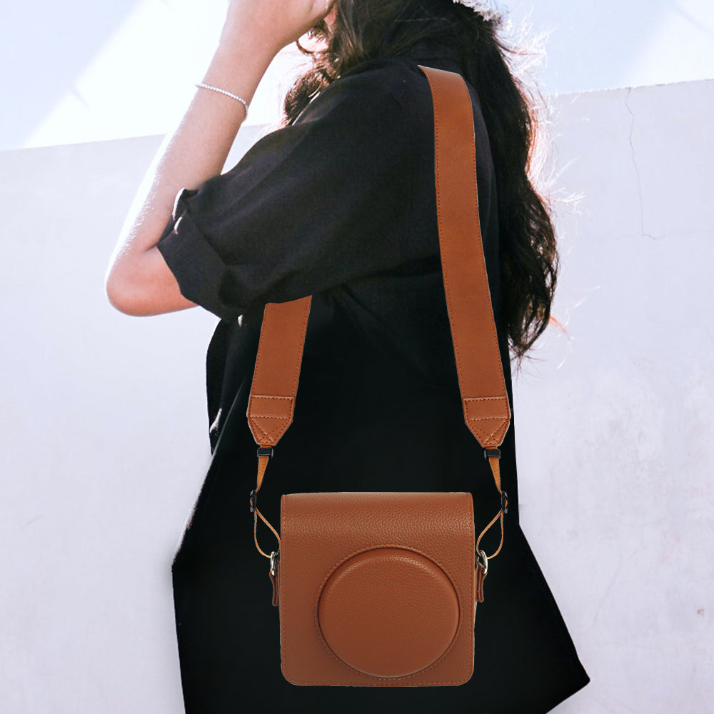 Zikkon Camera Shoulder Strap for fujifilm Instax Mini Evo 99 Film Instant Digital Camera Case (Brown)