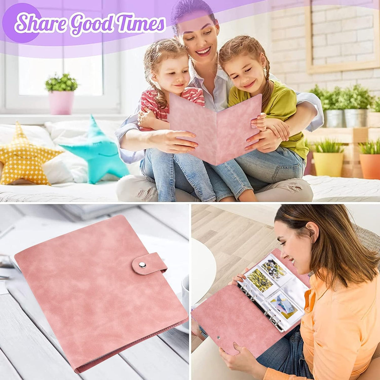 Zikkon Compatible 200 sheet PU Album for Fujifilm Instax Mini Film (3 inch) (Pink)