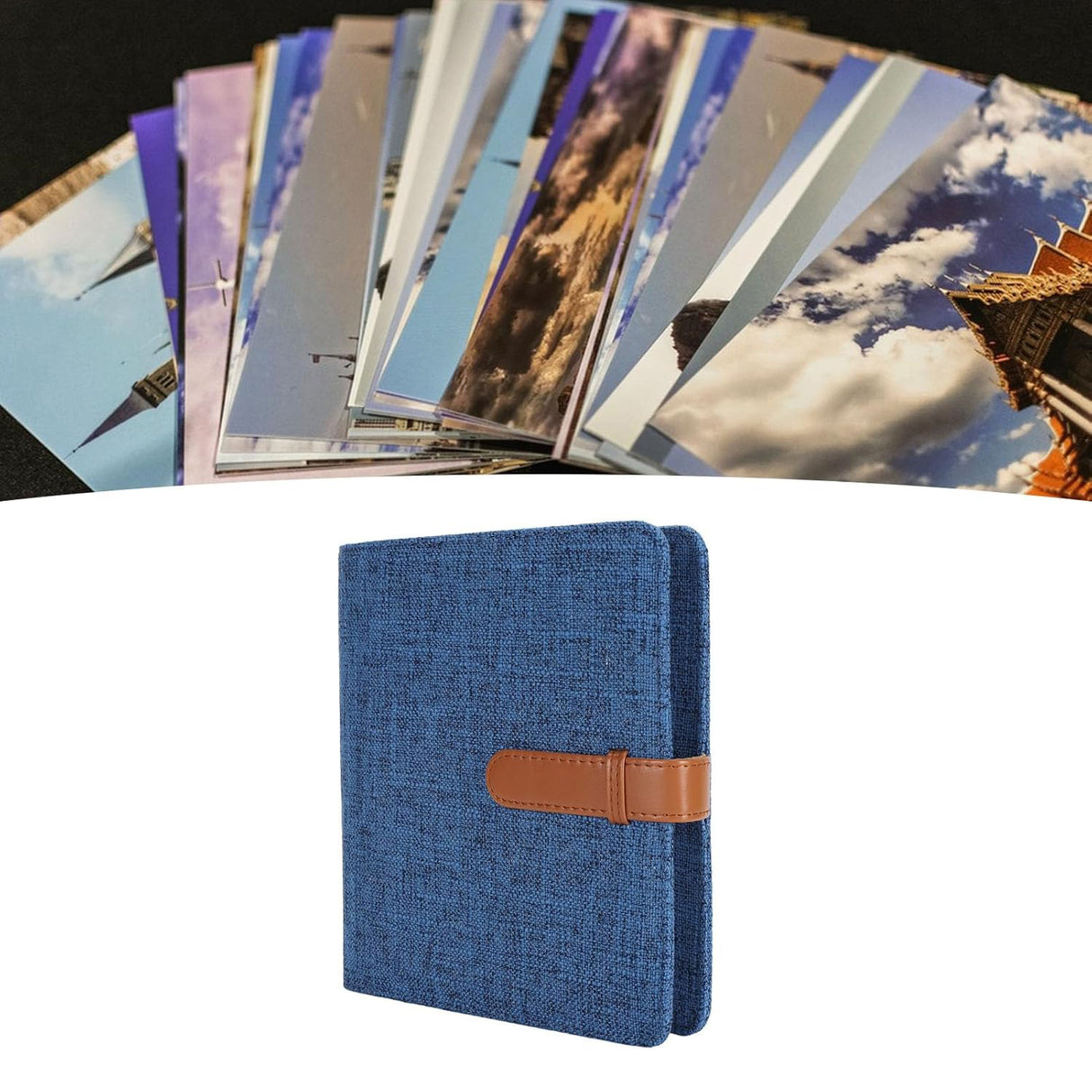 Zikkon Compatible 288 Sheet Cotton and linen photo album for Fujifilm Instax Mini Film (Blue)