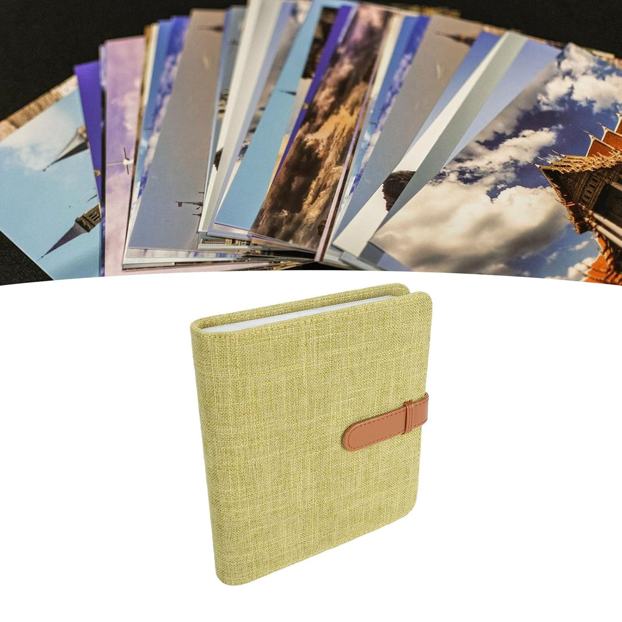 Zikkon Compatible 288 Sheet Cotton and linen photo album for Fujifilm Instax Mini Film (Green)