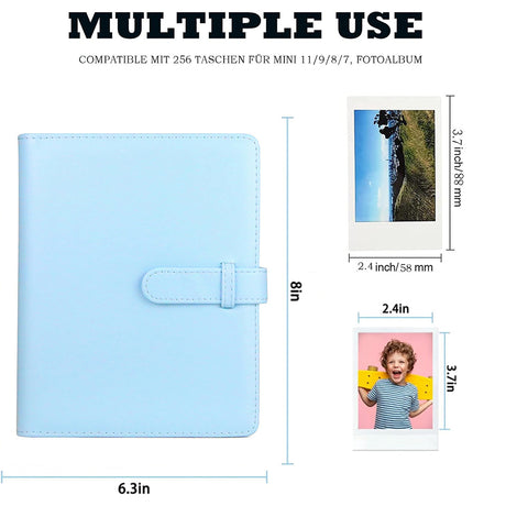 Zikkon Compatible 256 sheet Album for Fujifilm Instax Mini Film (3 inch) (sky blue)