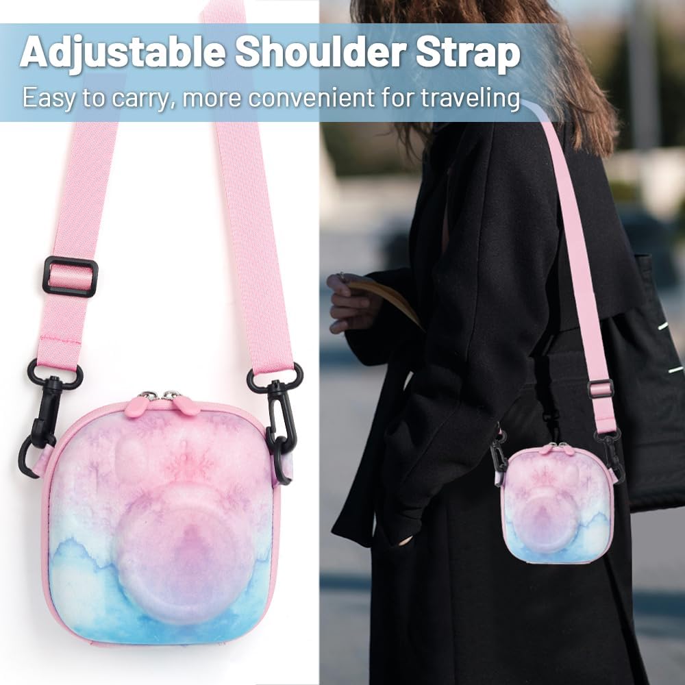 Zikkon EVA Universal Camera Case for Fujifilm Instax Mini 12/11/99/ SE/90/7 (Blue/pink Watercolor)