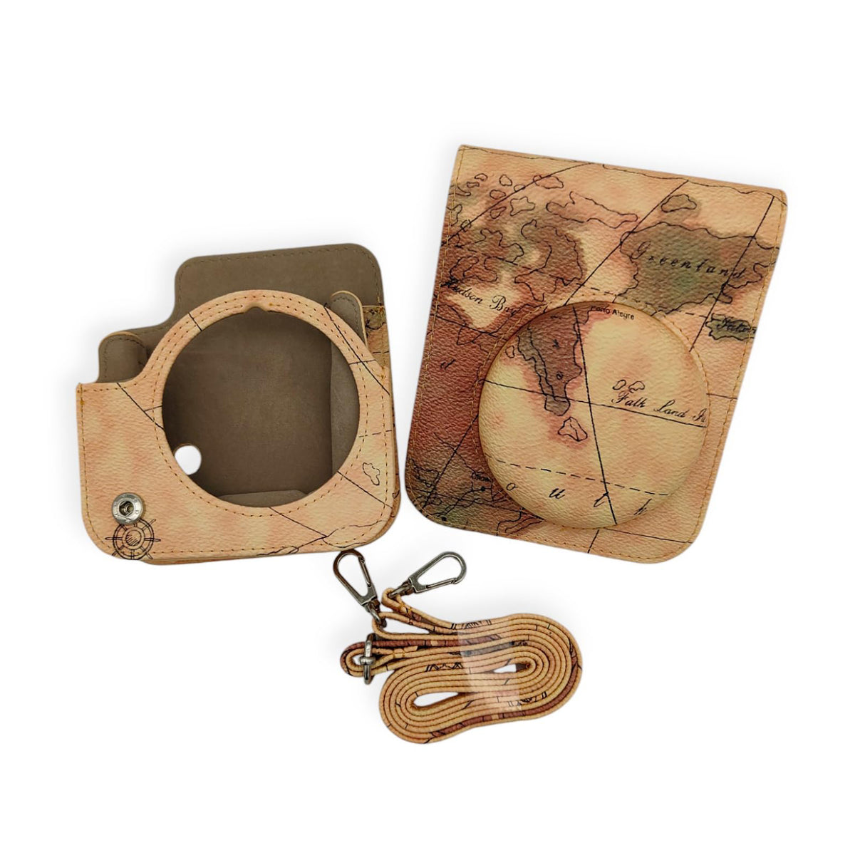 ZIKKON Instax Mini 12 Protective Camera Case PU Leather Carrying Bag_Map
