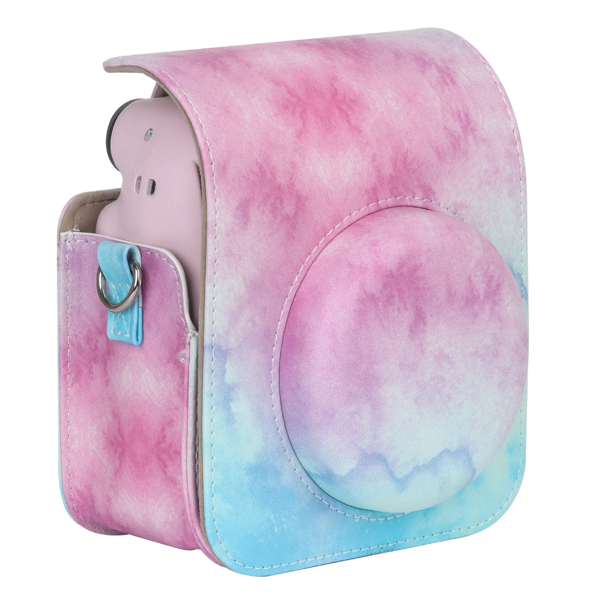 Zikkon Instax Mini 12 Protective Camera Case PU Leather Carrying Bag_Blue pink Watercolor