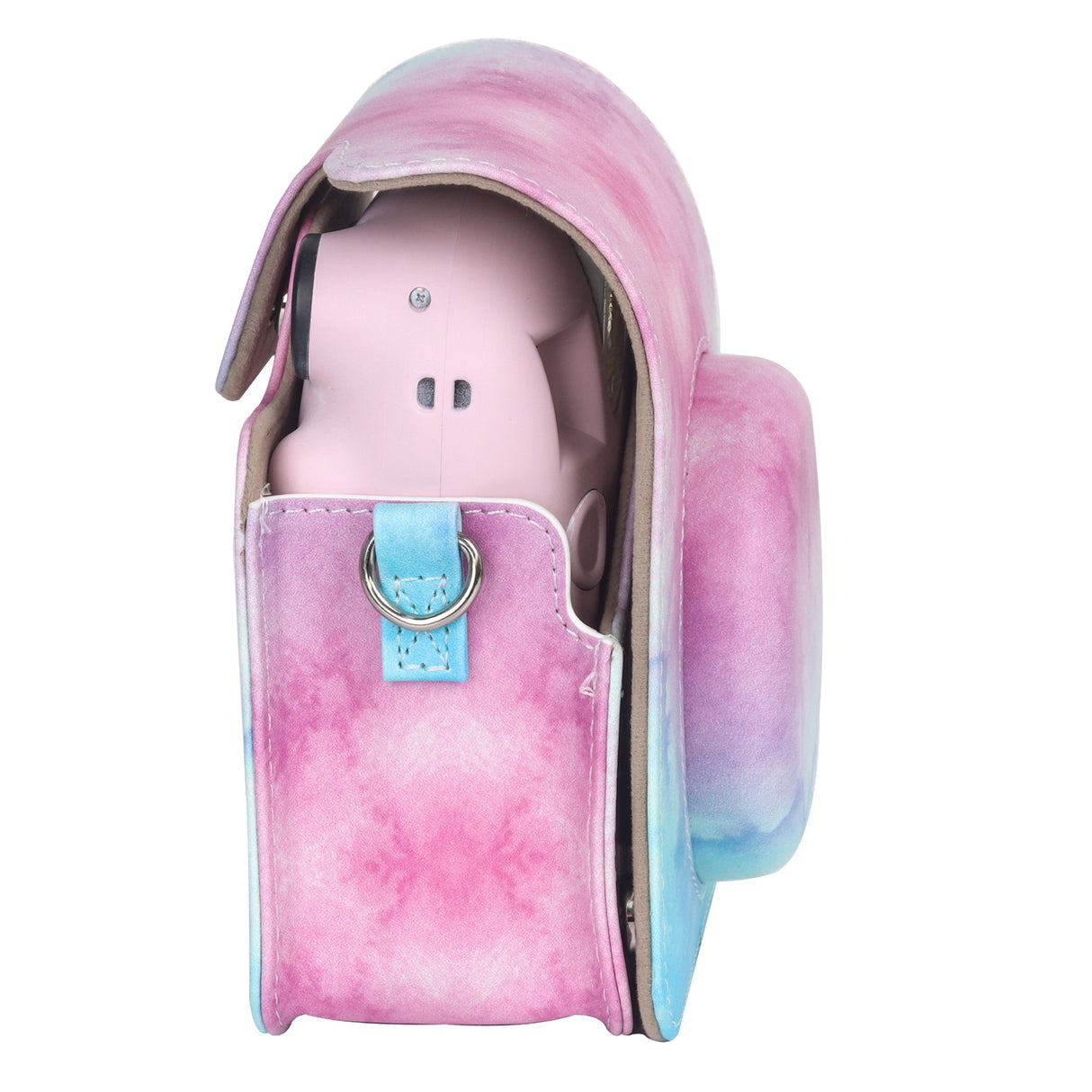 Zikkon Instax Mini 12 Protective Camera Case PU Leather Carrying Bag_Blue pink Watercolor