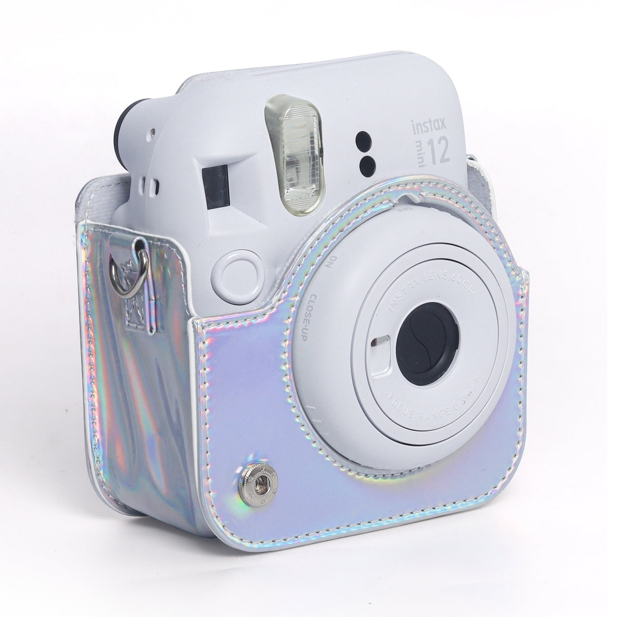 Zikkon Instax Mini 12 Protective Camera Case PU Leather Carrying Bag Holographic silver