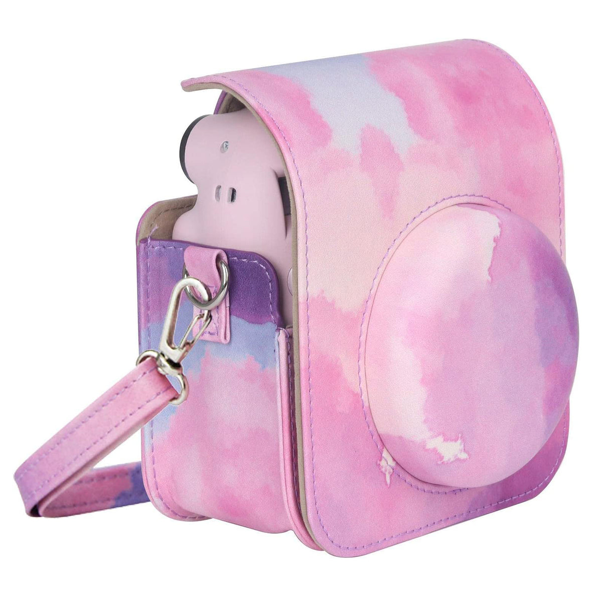 Zikkon Instax Mini 12 Protective Camera Case PU Leather Carrying Bag _Pink Cloud