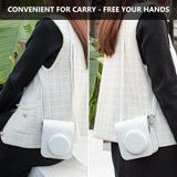 Zikkon Instax Mini 12 Protective Camera Case PU Leather Checkerboard Style Carrying Bag white