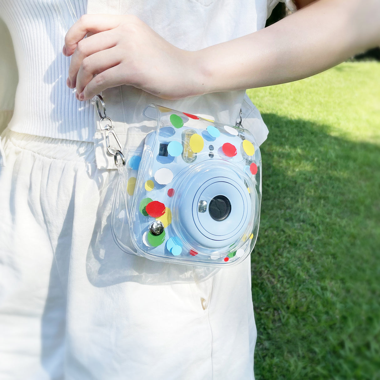 Zikkon Instax Mini 12 Transparent Camera Case (Colorful dots)