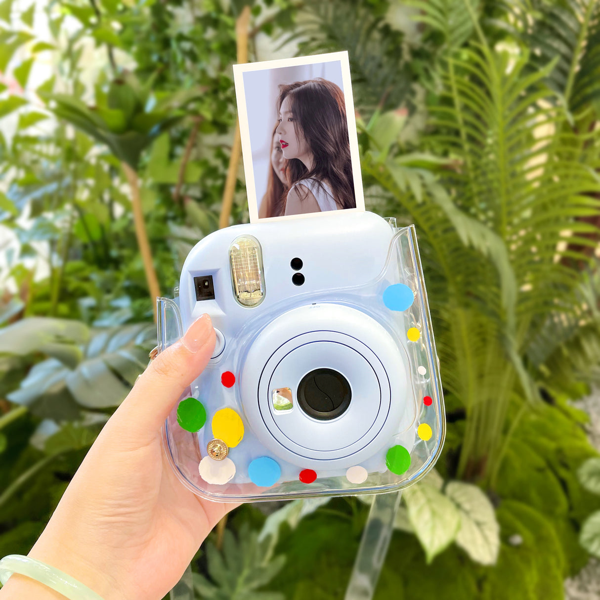 Zikkon Instax Mini 12 Transparent Camera Case (Colorful dots)