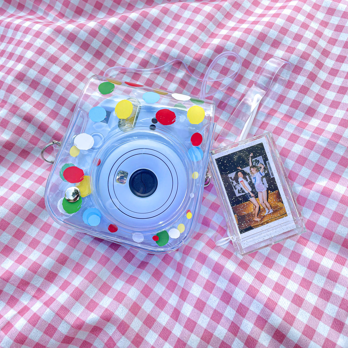 Zikkon Instax Mini 12 Transparent Camera Case (Colorful dots)