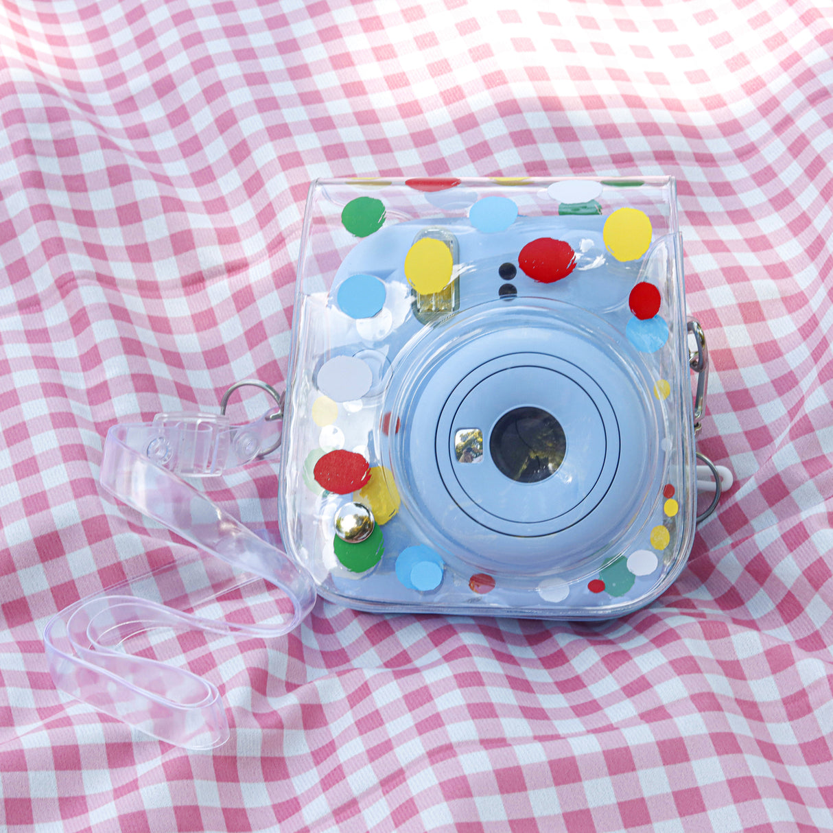Zikkon Instax Mini 12 Transparent Camera Case (Colorful dots)
