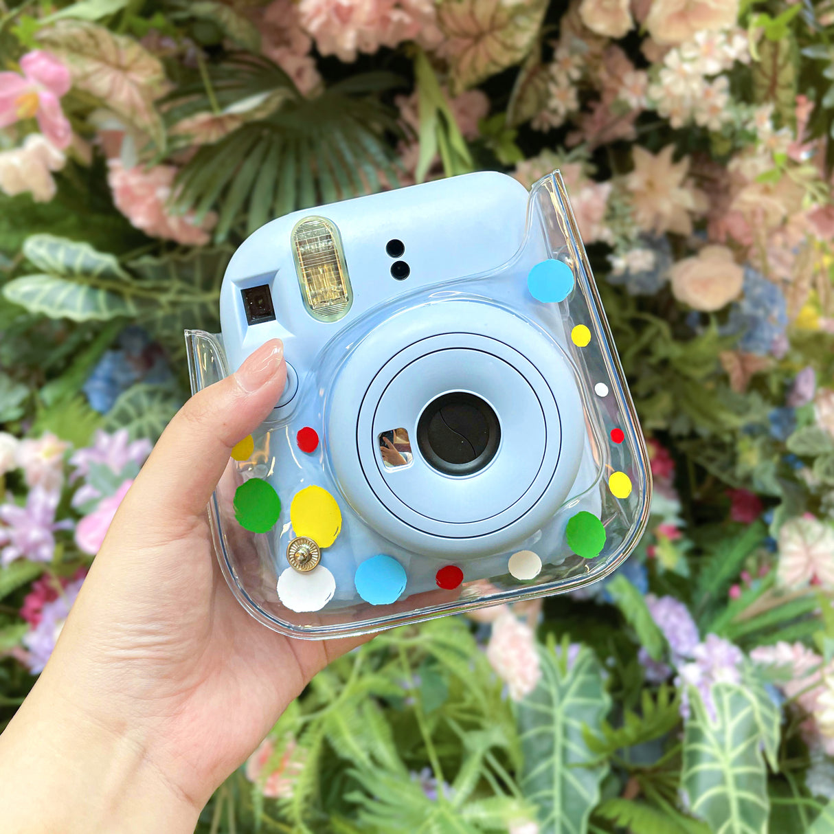 Zikkon Instax Mini 12 Transparent Camera Case (Colorful dots)