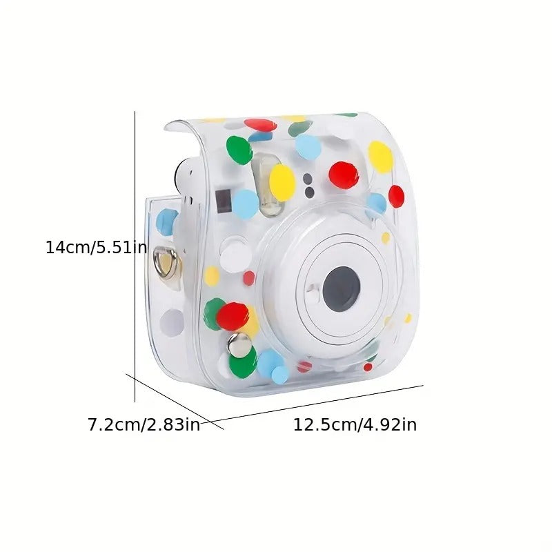 Zikkon Instax Mini 12 Transparent Camera Case (Colorful dots)