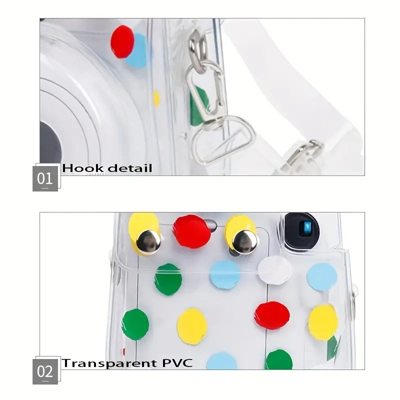 Zikkon Instax Mini 12 Transparent Camera Case (Colorful dots)
