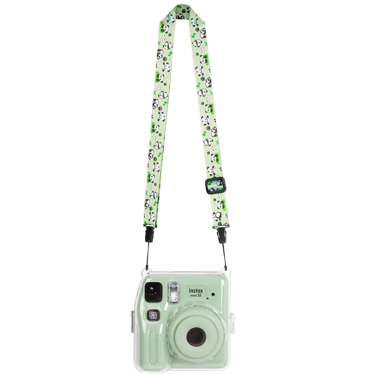 Zikkon Instax Mini SE Crystal Case Photo Storage Pocket with Shoulder Straps + Stickers set (Green)