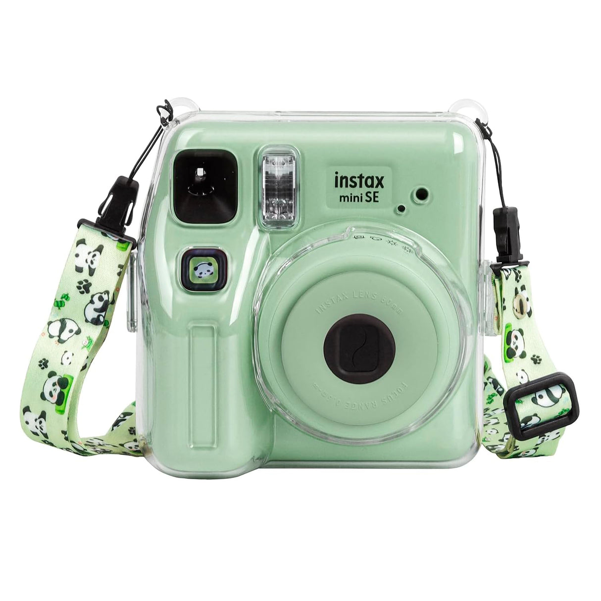 Zikkon Instax Mini SE Crystal Case Photo Storage Pocket with Shoulder Straps + Stickers set (Green)