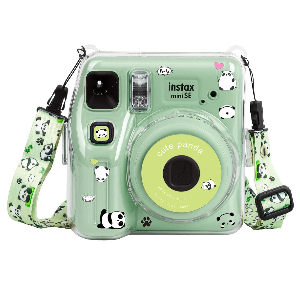 Zikkon Instax Mini SE Crystal Case Photo Storage Pocket with Shoulder Straps + Stickers set (Green)