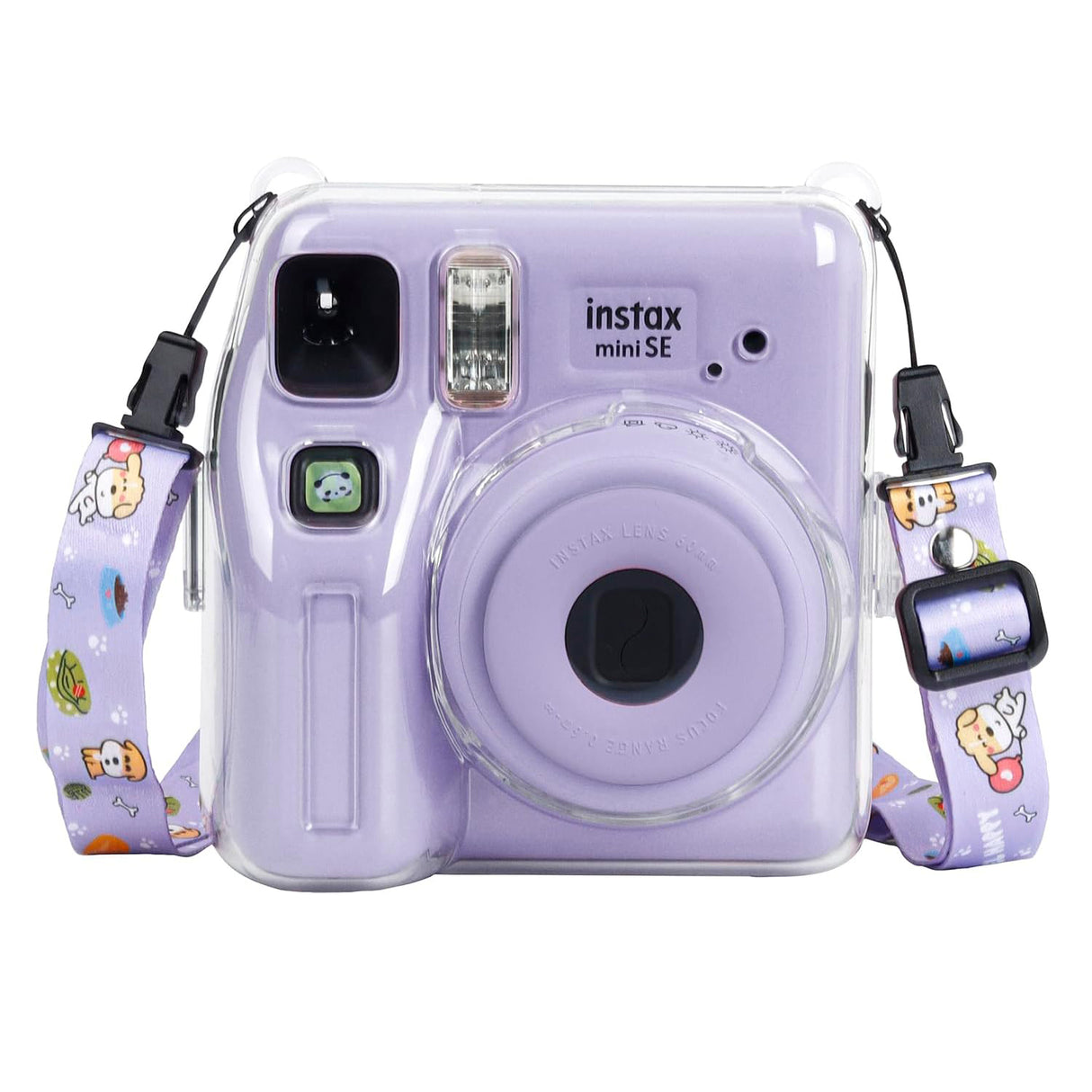 Zikkon Instax Mini SE Crystal Case Photo Storage Pocket with Shoulder Straps + Stickers set (Purple)
