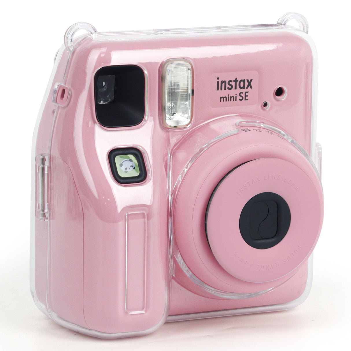 Zikkon Instax Mini SE Crystal Case Photo Storage Pocket with Shoulder Straps + Stickers set (Pink)