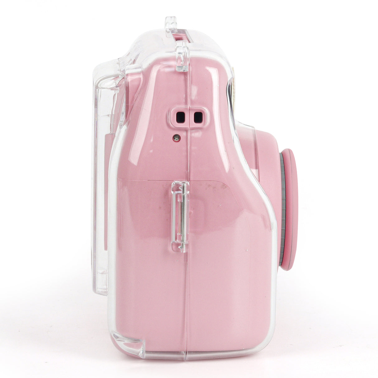 Zikkon Instax Mini SE Crystal Case Photo Storage Pocket with Shoulder Straps + Stickers set (Pink)