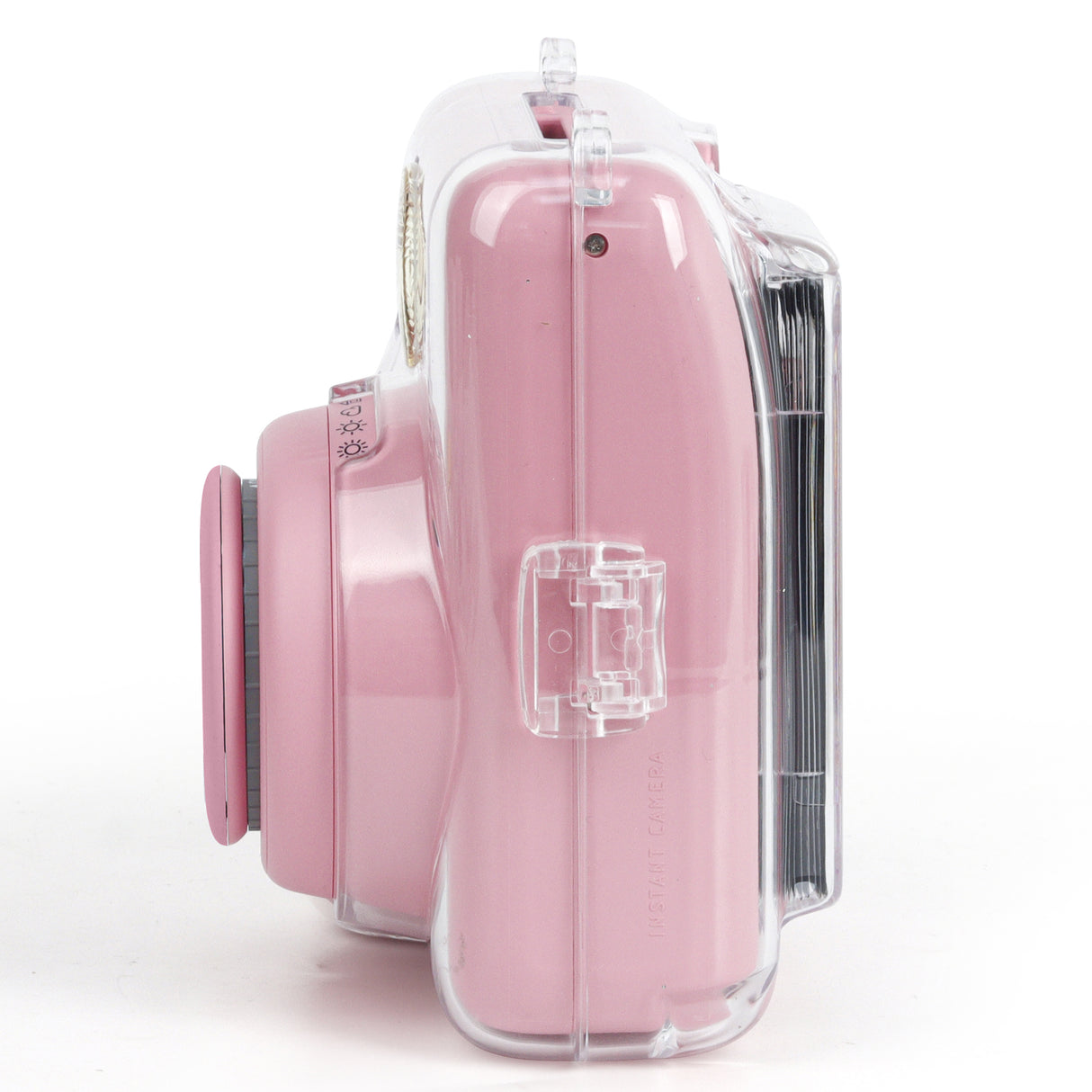 Zikkon Instax Mini SE Crystal Case Photo Storage Pocket with Shoulder Straps + Stickers set (Pink)