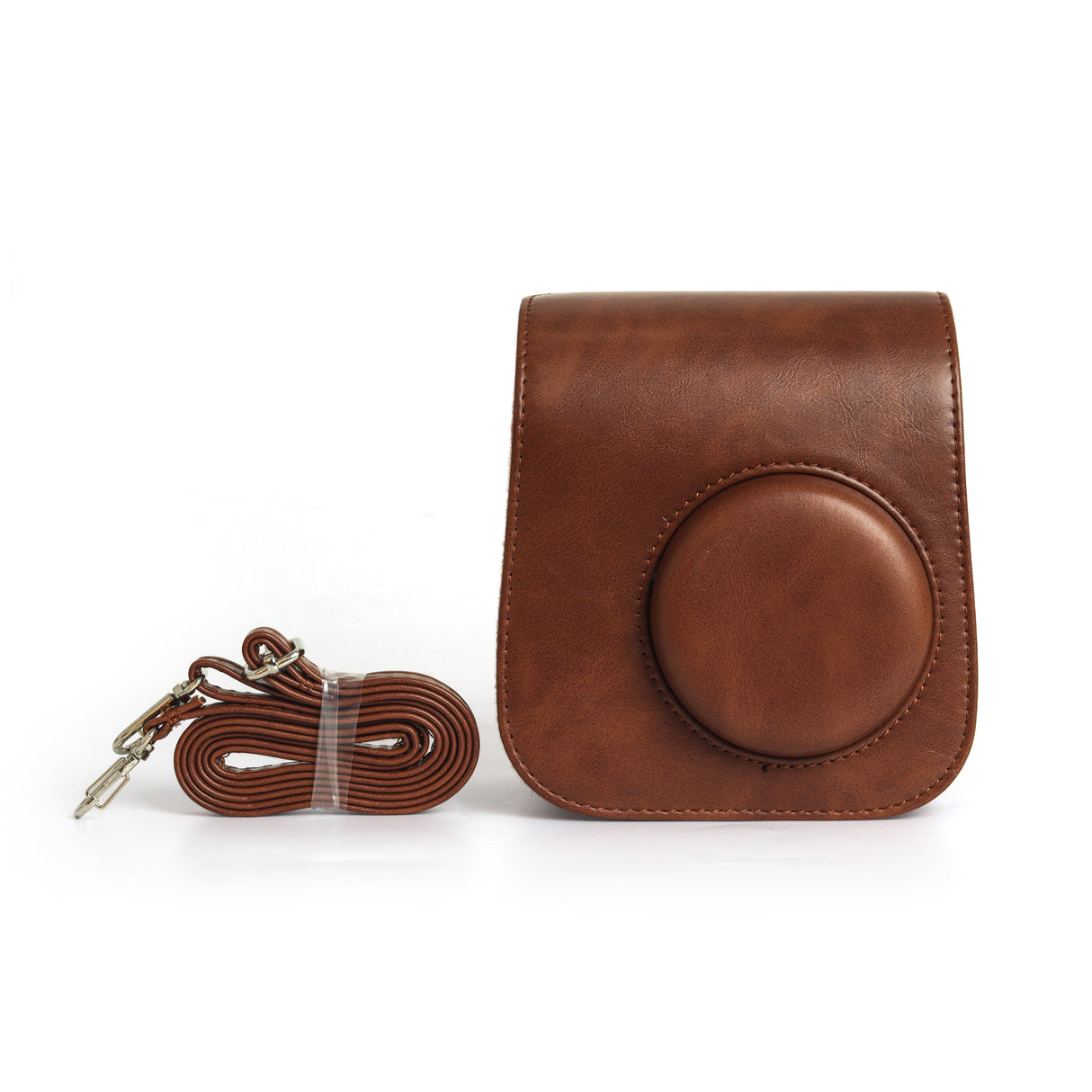 Zikkon Instax Mini SE Protective Camera Case PU Leather Carrying Bag (Brown)
