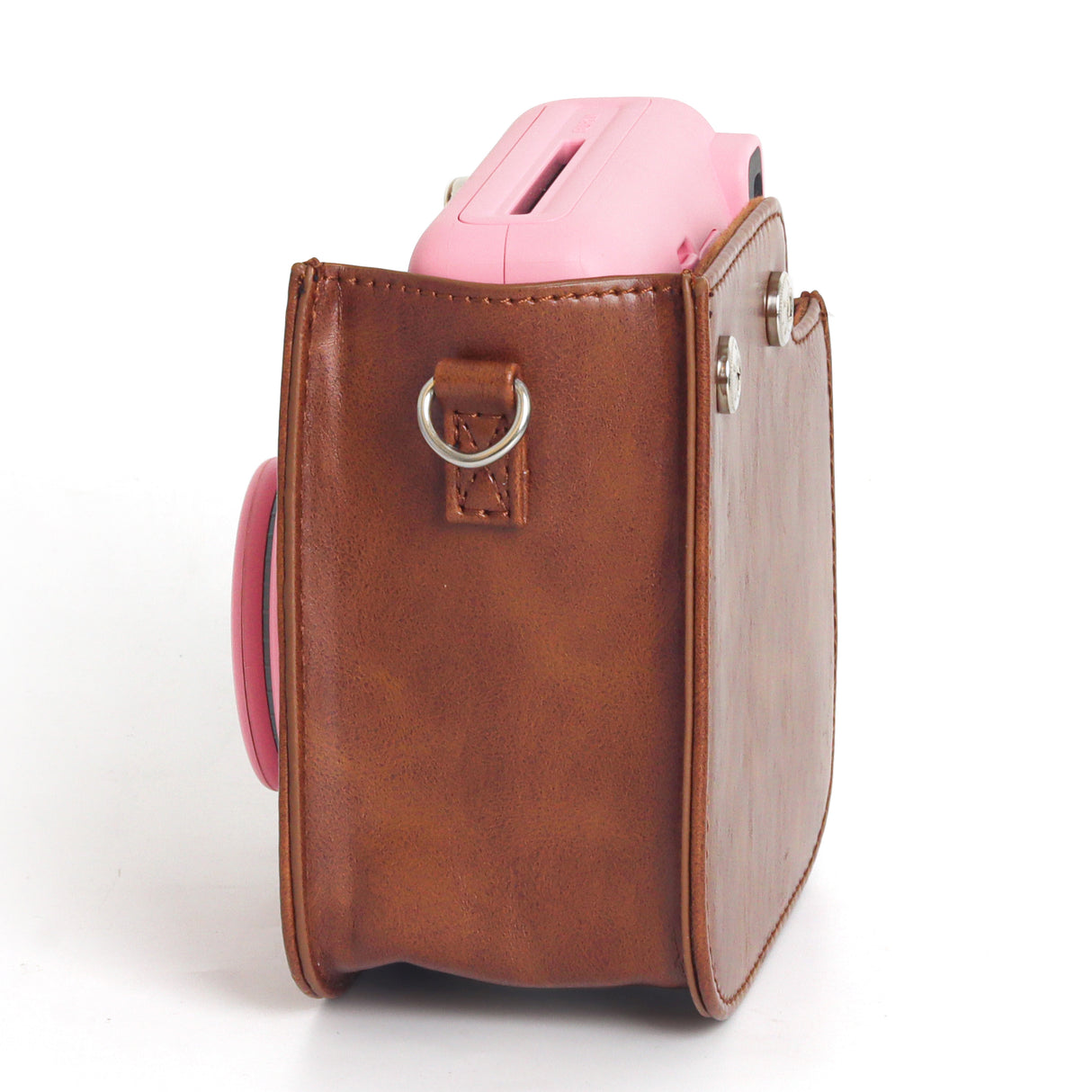 Zikkon Instax Mini SE Protective Camera Case PU Leather Carrying Bag (Brown)