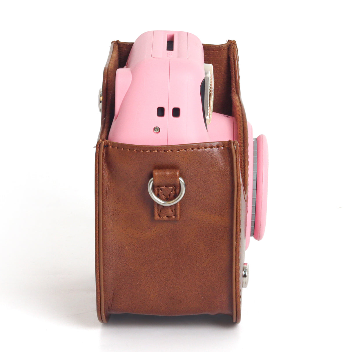 Zikkon Instax Mini SE Protective Camera Case PU Leather Carrying Bag (Brown)