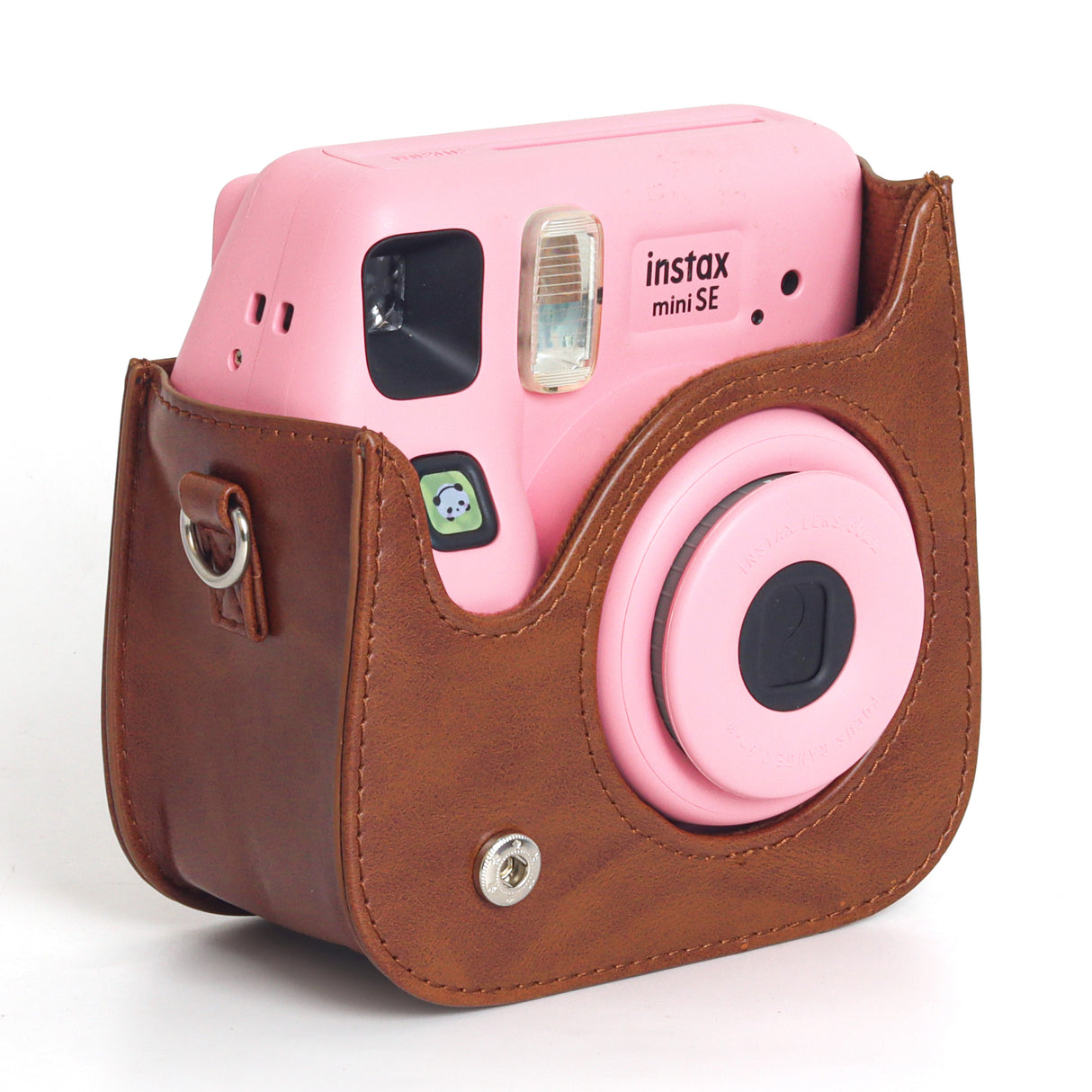 Zikkon Instax Mini SE Protective Camera Case PU Leather Carrying Bag (Brown)