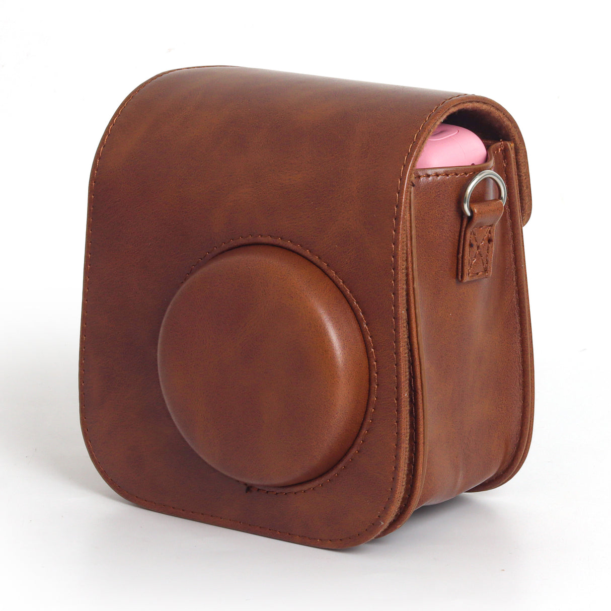 Zikkon Instax Mini SE Protective Camera Case PU Leather Carrying Bag (Brown)