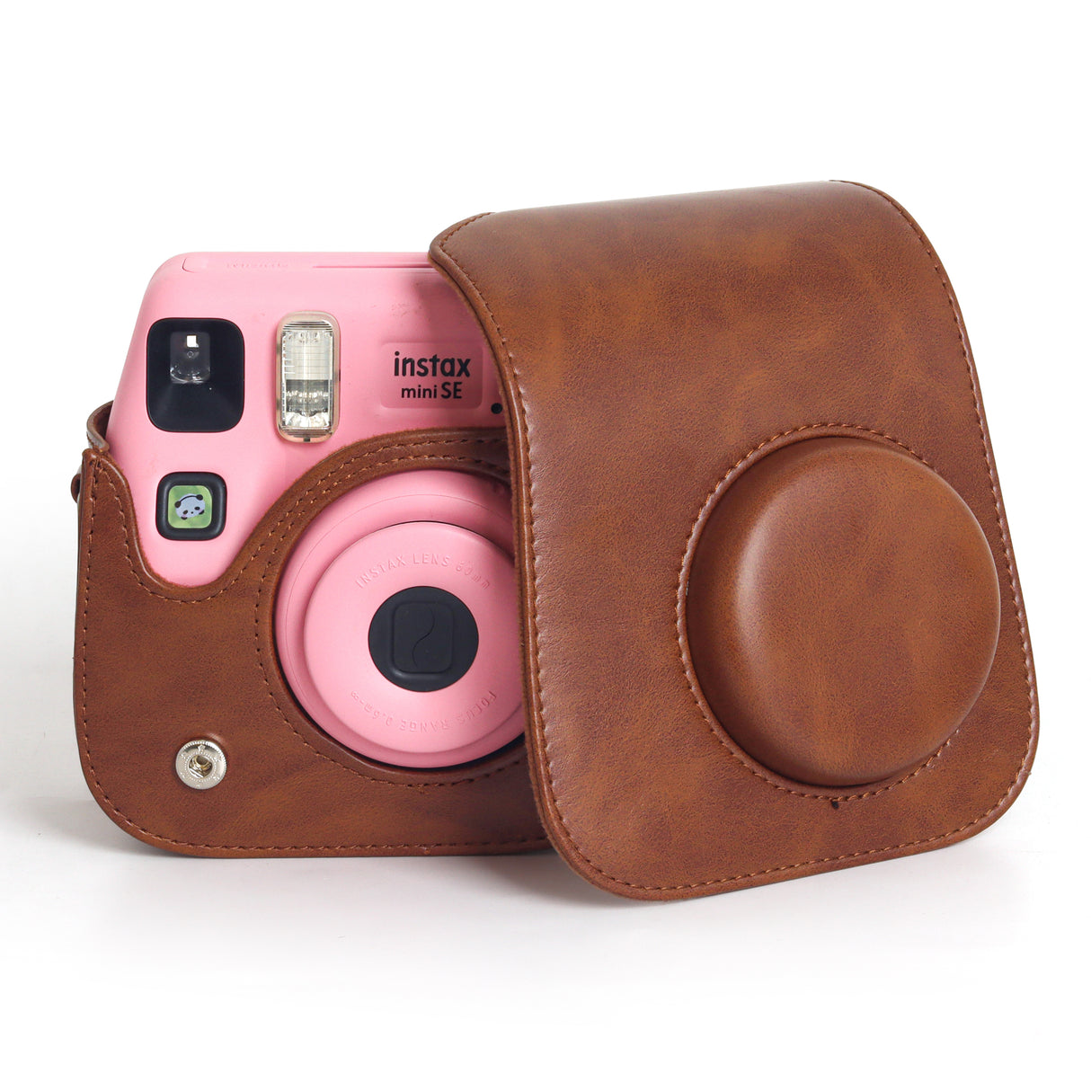 Zikkon Instax Mini SE Protective Camera Case PU Leather Carrying Bag (Brown)
