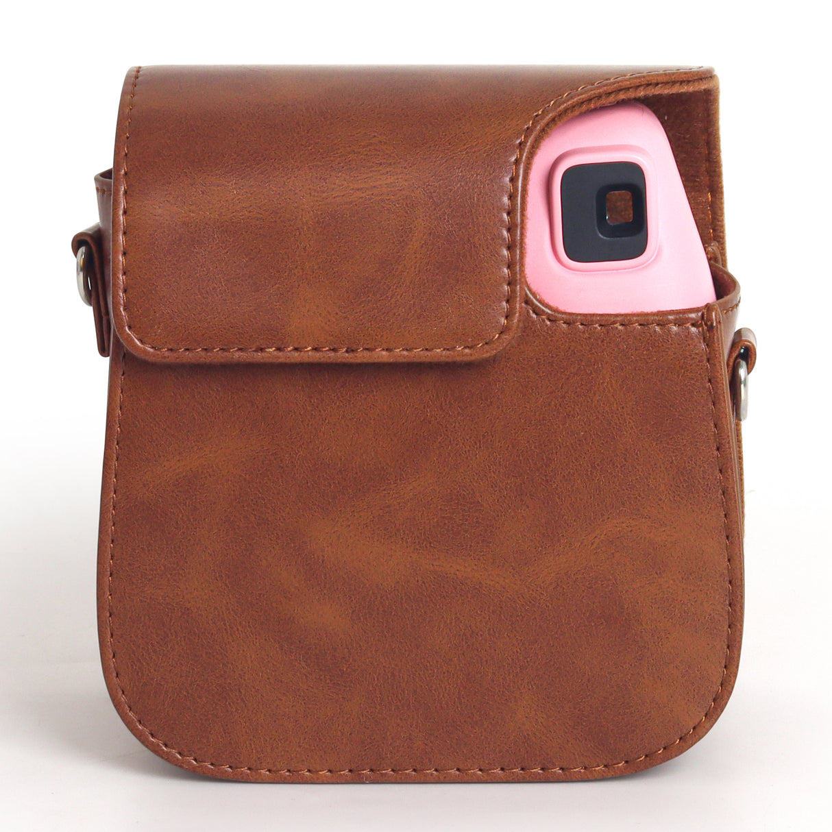 Zikkon Instax Mini SE Protective Camera Case PU Leather Carrying Bag (Brown)